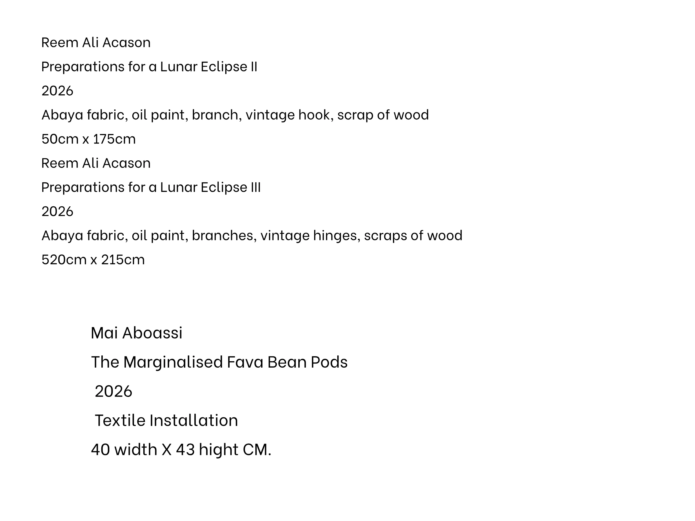 Page 36: List of Works, full size